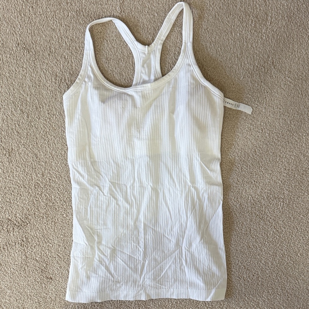 Lululemon Athletica White Ribbed Tank Top